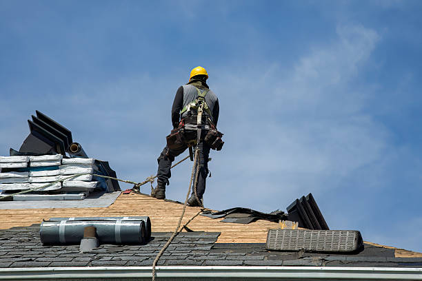 Professional Gutter Installation technician working in Sand Lake, MI